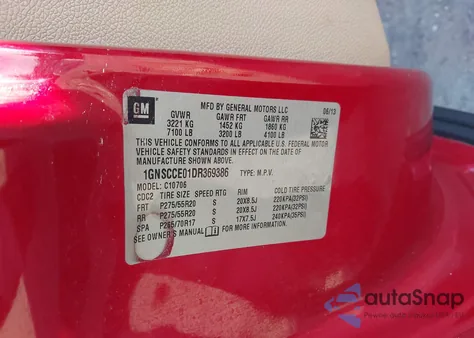 2013 Chevrolet Tahoe Ltz из США, поврежденный, VIN 1GNSCCE01DR369386